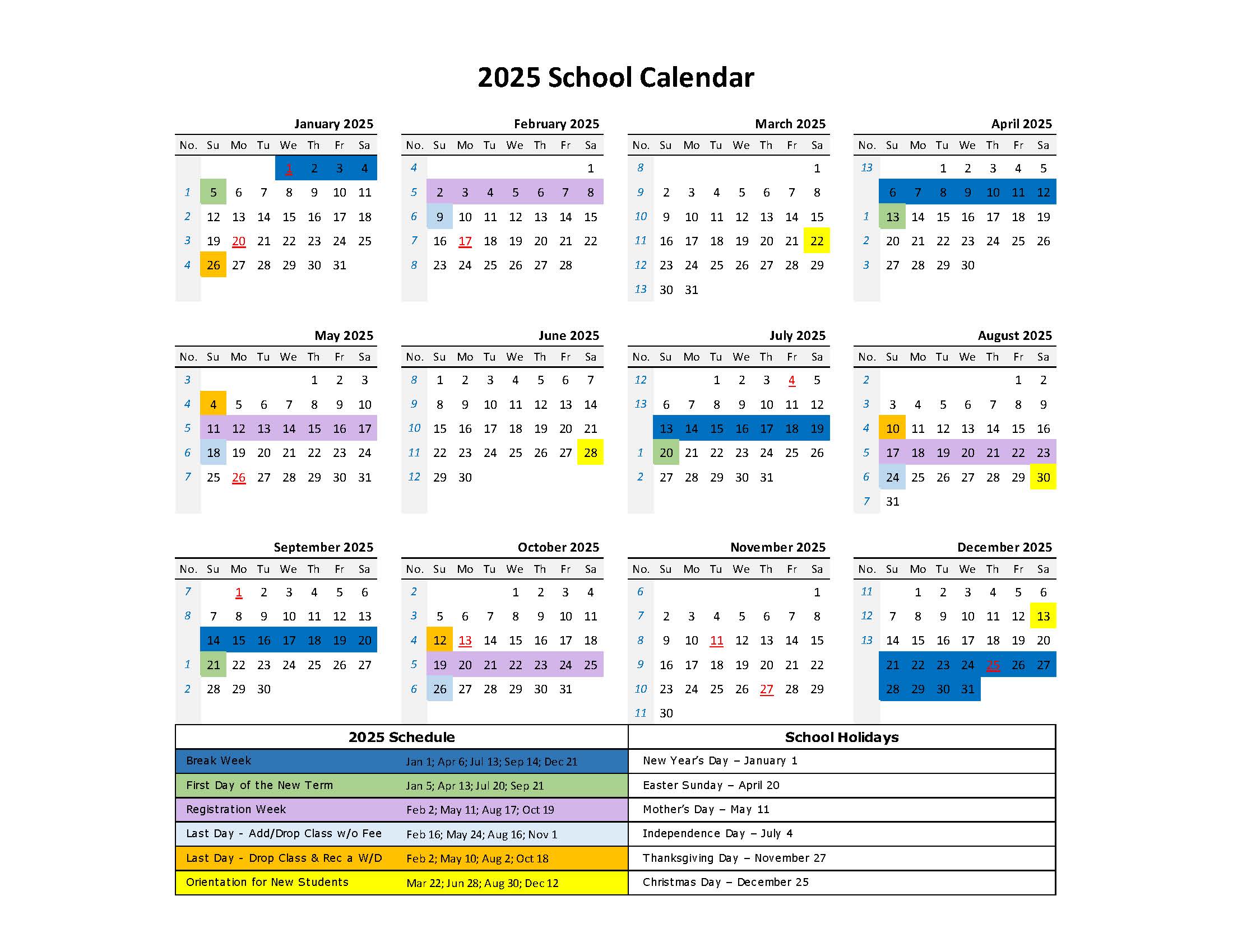 Midwife Training Center - 2025 School Calendar